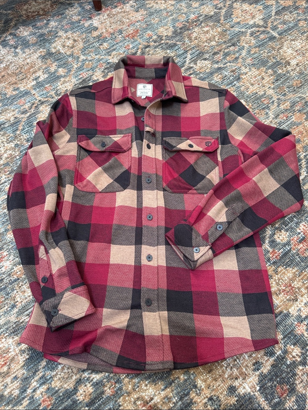 Born Primitive Woodsman Stretch Flannel Red Plaid Medium